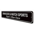 thumbnail image 4 of Drink Beer & Watch Sports Novelty Decor, Metal Wall Sign - 4x18 Inches, 4 of 4