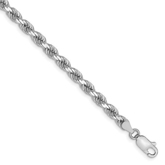 14k White Gold 4mm D/C Rope Chain