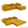 thumbnail image 6 of 108"W Corduroy Convertible Floor Sofa Bed, Oversized Compression Sofa with Pillows, No Assembly Required, Futon Lazy Boneless Couch Sleeper Sofa with Pull Out Bed Modular Futon Couch, Living Room, 6 of 17