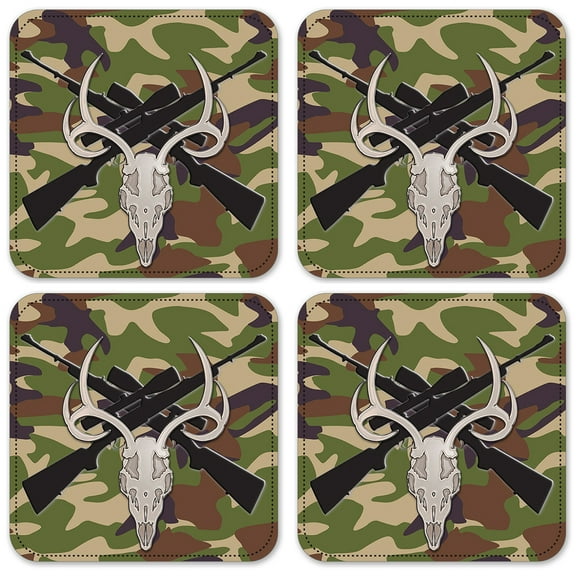 Vinyl Drink Coasters - Set of 4 - Skull & Rifles