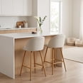 thumbnail image 3 of Homy Casa lot de 2 tabourets de comptoir 26 po, chaises de bar pivotantes en tissu pour îlot de cuisine, beige, 3 of 12