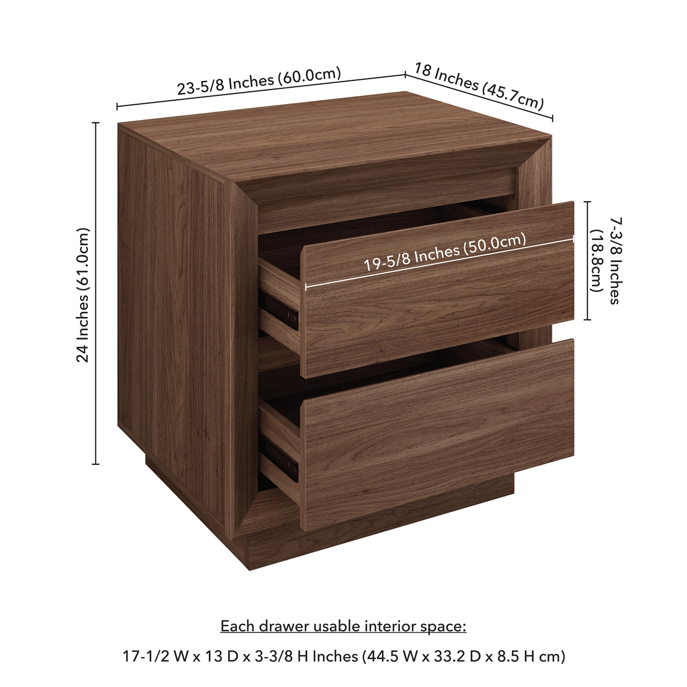 Evelyn&Zoe Modern/Contemporary 24" Wide Satin Walnut Nightstand