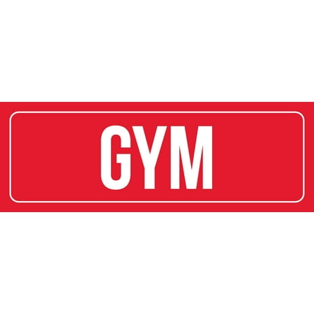 - Red Background With White Font Gym Office Business Retail Outdoor & Indoor Metal Wall Sign, 3x9 Inch