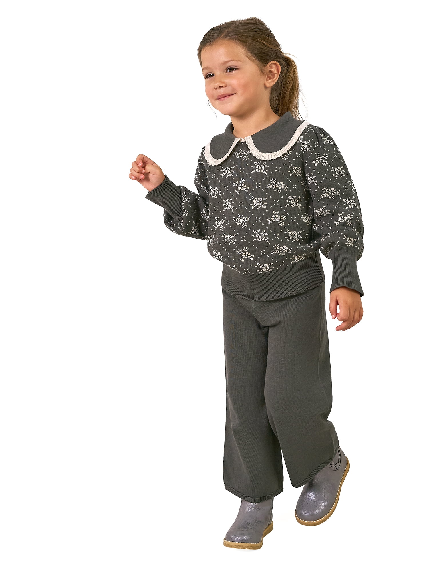 Modern Moments by Gerber Toddler Girl Collar Sweater and Pant Set, 2-Piece, Sizes 12 Months - 5T