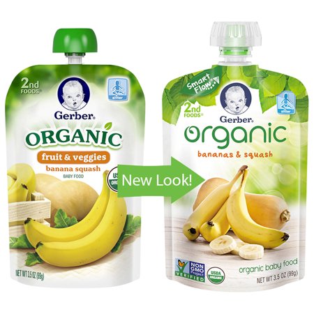 Gerber 2nd Foods Organic Fruit & Veggies Banana Squash Baby Food, 3.5