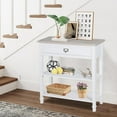 thumbnail image 2 of MOTION Narrow Entryway Table - 3 Tier Console Tables for Entryway with Drawer, Shelves, Sofa Table with Storage, Farmhouse Entry Table for Hallway, Living Room, 29 in, White, 2 of 7