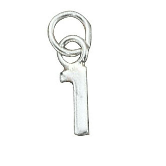 Sterling Silver 16" .8mm Box Chain Mini Lined Number One 1 Pendant Necklace