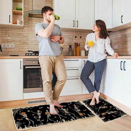 

Halloween Decorations Area Rugs Kitchen Carpet Set Pumpkin Alphabet Kitchen Carpet Washable Cushion Comfortable Kitchen Carpet Set Home Decor