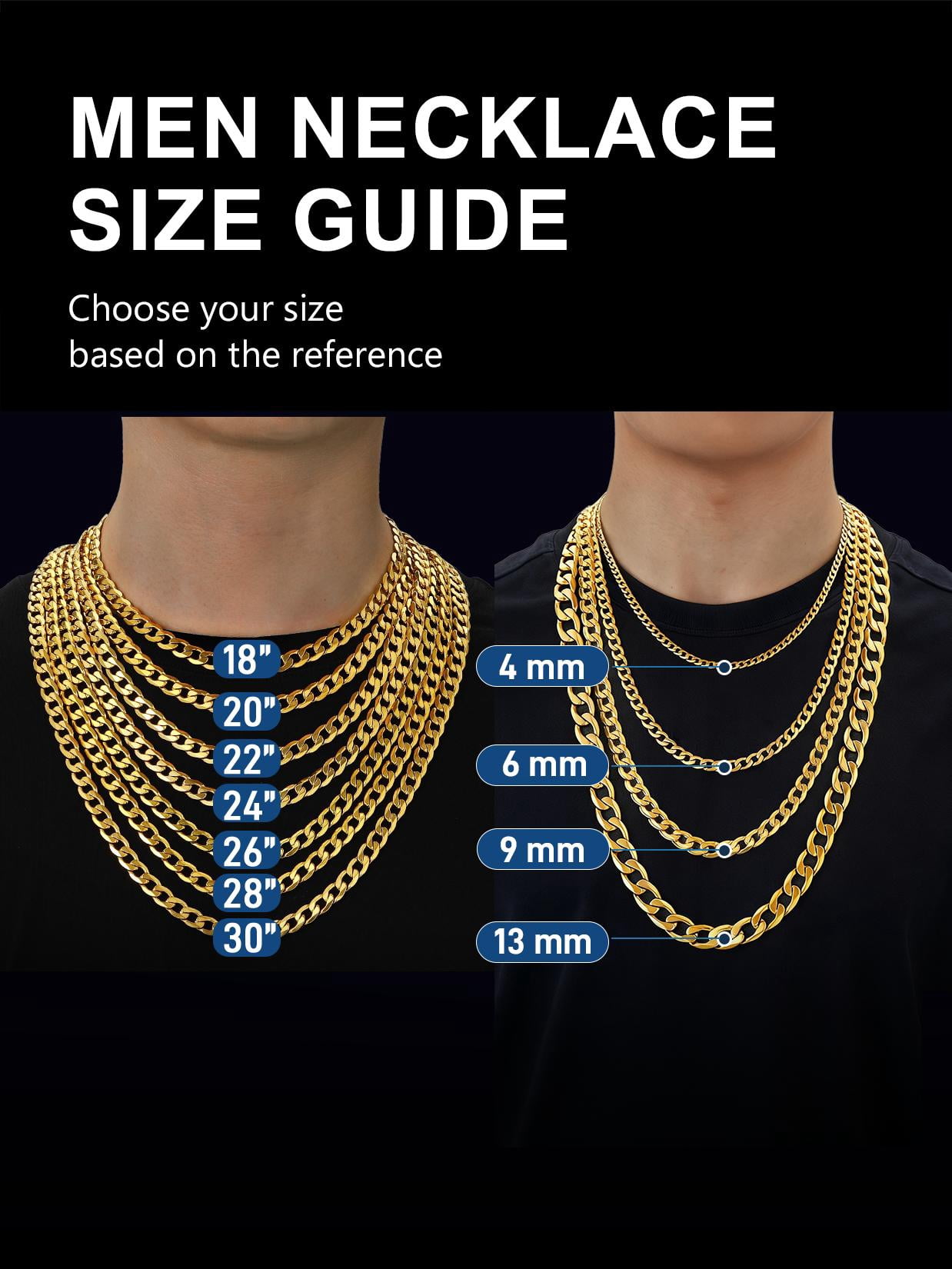 ChainsProMax Mens Curb Chain Necklace 6MM Width 14" Length Hip Hop Jewelry 316L Stainless Steel Gold Plated