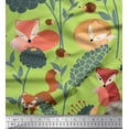 thumbnail image 1 of Soimoi Poly Georgette Fabric Floral,Porcupine & Fox Cartoon Printed Craft Fabric by the Yard 42 Inch Wide, 1 of 1