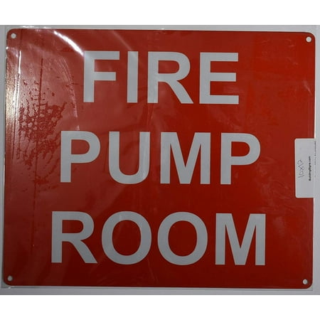 Fire Pump Room Sign Red Reflective Aluminium 10x12