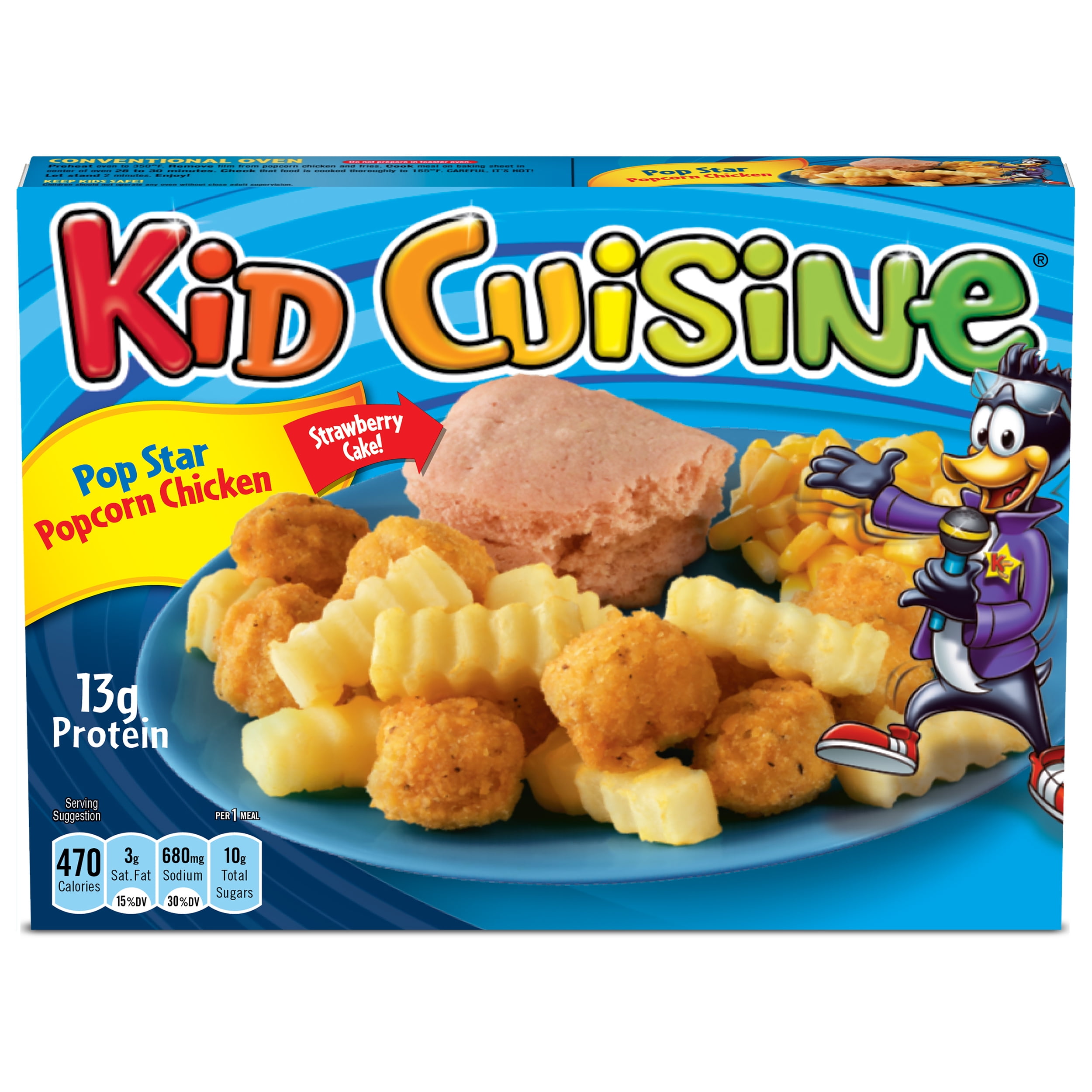Kid Cuisine Pop Star Popcorn Chicken Frozen Meal With Corn French Fries Strawberry Cake 8 65 Oz Walmart Com Walmart Com