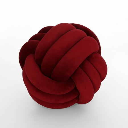 Velvet Knot - Sade Modern Soft Velvet Triple Halyard Knot Pillow, Burgundy
