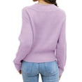 thumbnail image 3 of Long Sleeve V-Neck Women Knit Cardigan Buttons Cropped Sweater, 3 of 5