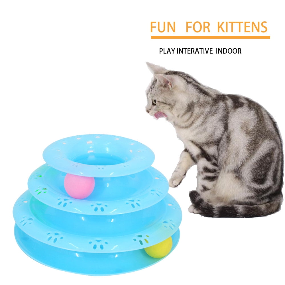 Pet  Toy  Interactive 3 Level Turnable Fun Cat Toy Roller With Bell  Color Balls Easy to  Assemable And Clean Dog Interesting Toys