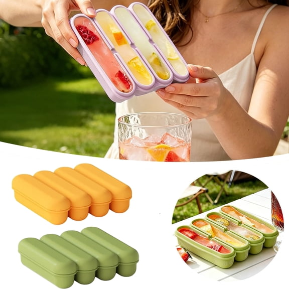 2 packs of soft silicone long bar ice cube molds, easy to disassemble, can be reused in storage boxes or ice buckets, used for cocktail bars or iced coffee cups
