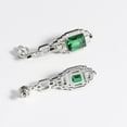thumbnail image 4 of Vintage Green Nano Emerald Earrings for Women Dainty Green Dangle Earrings 925 Sterling Silver Simulated Diamond Drop Earrings Emerald Cut CZ Long Earrings for Women Elegant, 4 of 7