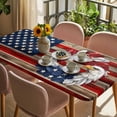 thumbnail image 3 of American Flag Table Cloths for 4 Foot Rectangle Tables, Blue Red USA Flag Eagle Wreath Patio Waterproof Elastic Fitted Tablecloths, Washable Rectangular Table Cover for Camping, 3 of 8