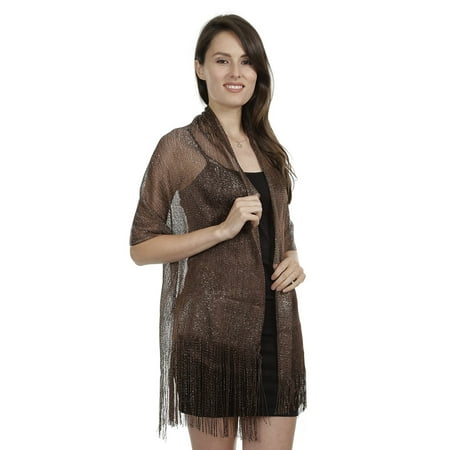 Metallic Wrap Scarf - Gilbin Fashion Lightweight Metallic Fring Bridal Shawl Wrap Beach Cover Up Weddings Evening Scarfs