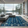 thumbnail image 2 of ODIKA 8'x10' Washable Area Rug Durable, Non-Slip Starfish Marine Nautical Scattered Seashell Ocean Bathroom Theme for Living Room, Under Sectional, Family Room, 2 of 7