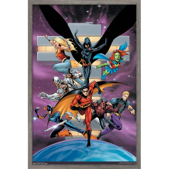 DC Comics - Teen Titans - Group Wall Poster, 22.375" x 34", Framed