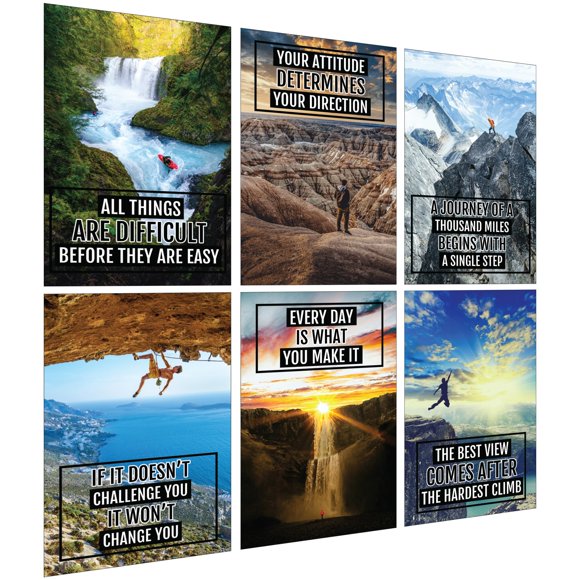 L & O Goods Inspirational Motivational Posters | Positive Affirmations, Uplifting Quotes, Wall Art Decor for Office, Home, Gym | Set of 6 11x17 Motivational Posters for Office
