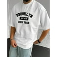 thumbnail image 2 of Brooklyn New York EST. 1631 Graphic Print T-Shirt for Men - Polyester Blend Casual Crew Neck Tee with Slight Stretch, Summer Knit Fabric Top by MBDMBD, 2 of 10