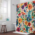 thumbnail image 5 of Flower Fabric Shower Curtain Vintage Art Washable Shower Curtains for Bathroom, Waterproof Bath Curtain with Hooks Home Decor 36x72in, 5 of 8