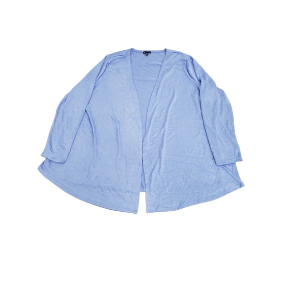Womens Plus Size Light Blue Long Sleeve Open Front Thin Cardigan Sweater 1X