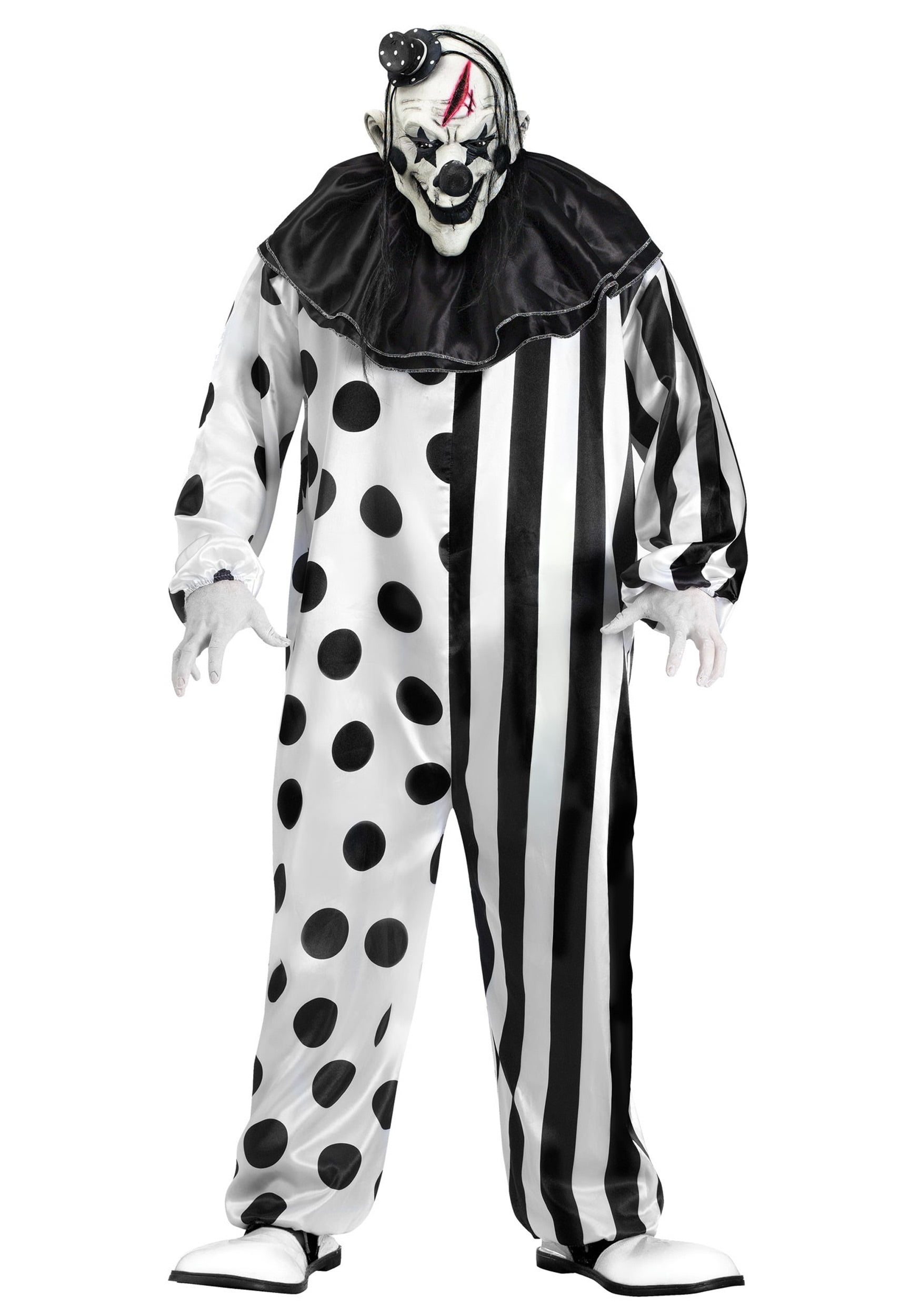 Sinister Harlequin Two Tone Tuxedo Halloween Clown Circus Costume Adult Men 