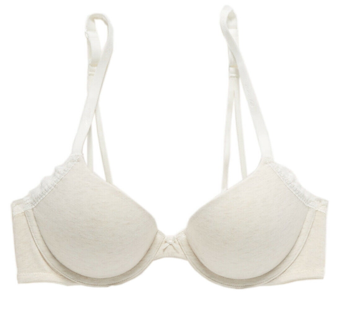 New AERIE American Eagle Real Happy Demi Push Up Bra, Heather Frost, Sz  34C, 8938-3 