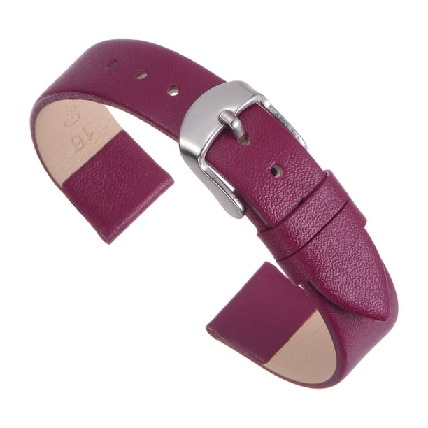 Genuino Cuero Correa 14mm Ancho, Liso Plano Cuero Reloj Correa para Hombre y Mujer, Púrpura