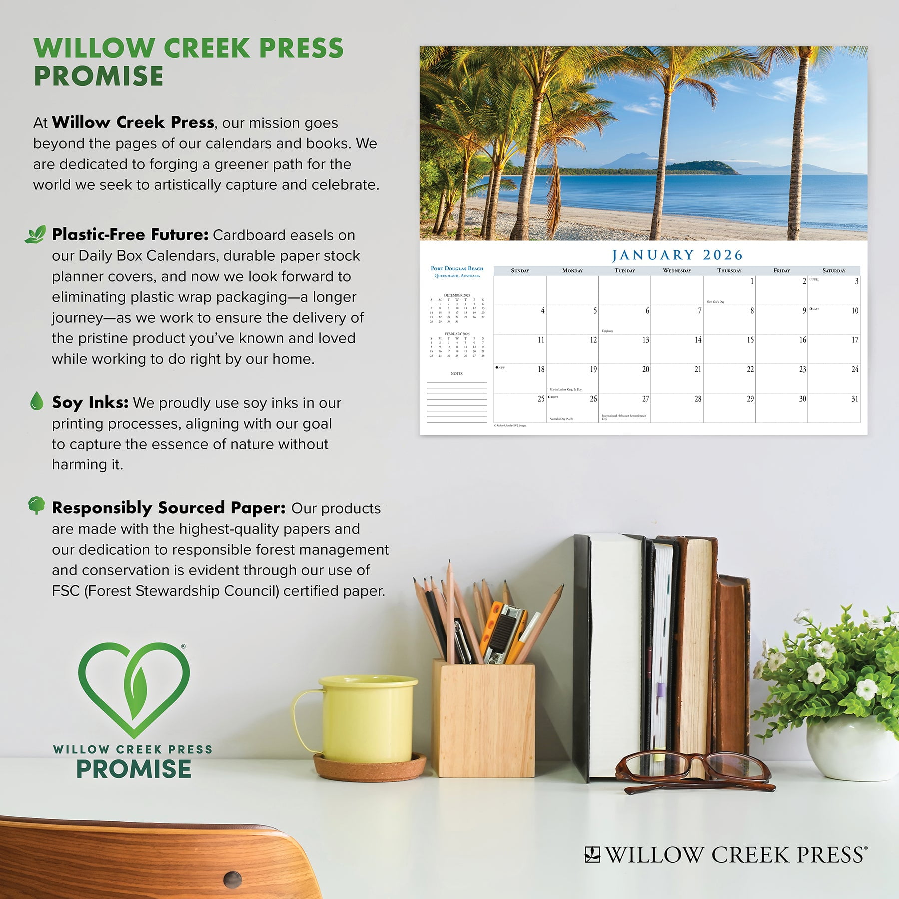 Beaches 2026 Panoramic 15 X 6.5 Wall Calendar, (Hardcover)