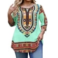 thumbnail image 3 of Jsaierl 3/4 Length Sleeve Plus Size Tops for Women Summer V Neck Shirts Trendy Graphic Ladies Blouses Workout Vacation Tunic Top L-4XL, 3 of 8