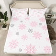 thumbnail image 2 of Homewish Cartoon Xmas Snowflake Full Size Sheets for Teens, Kawaii Princess Bed Sheets, Grey Pink Christmas Style Sheet Sets, Luxury Bedroom Decor, 4pcs, 2 of 7
