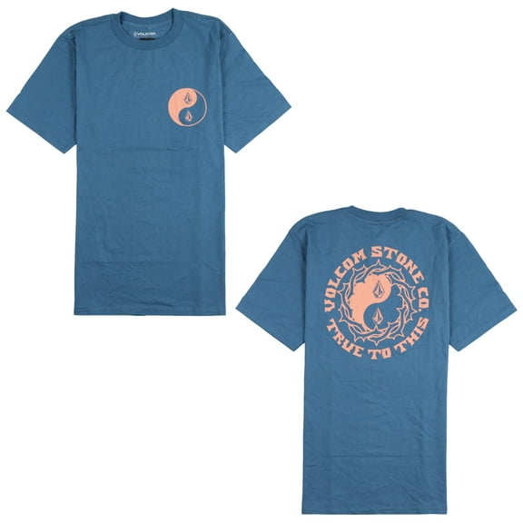 Volcom Men's Counterbalance Thrive to This T-Shirt Small Blue Pink