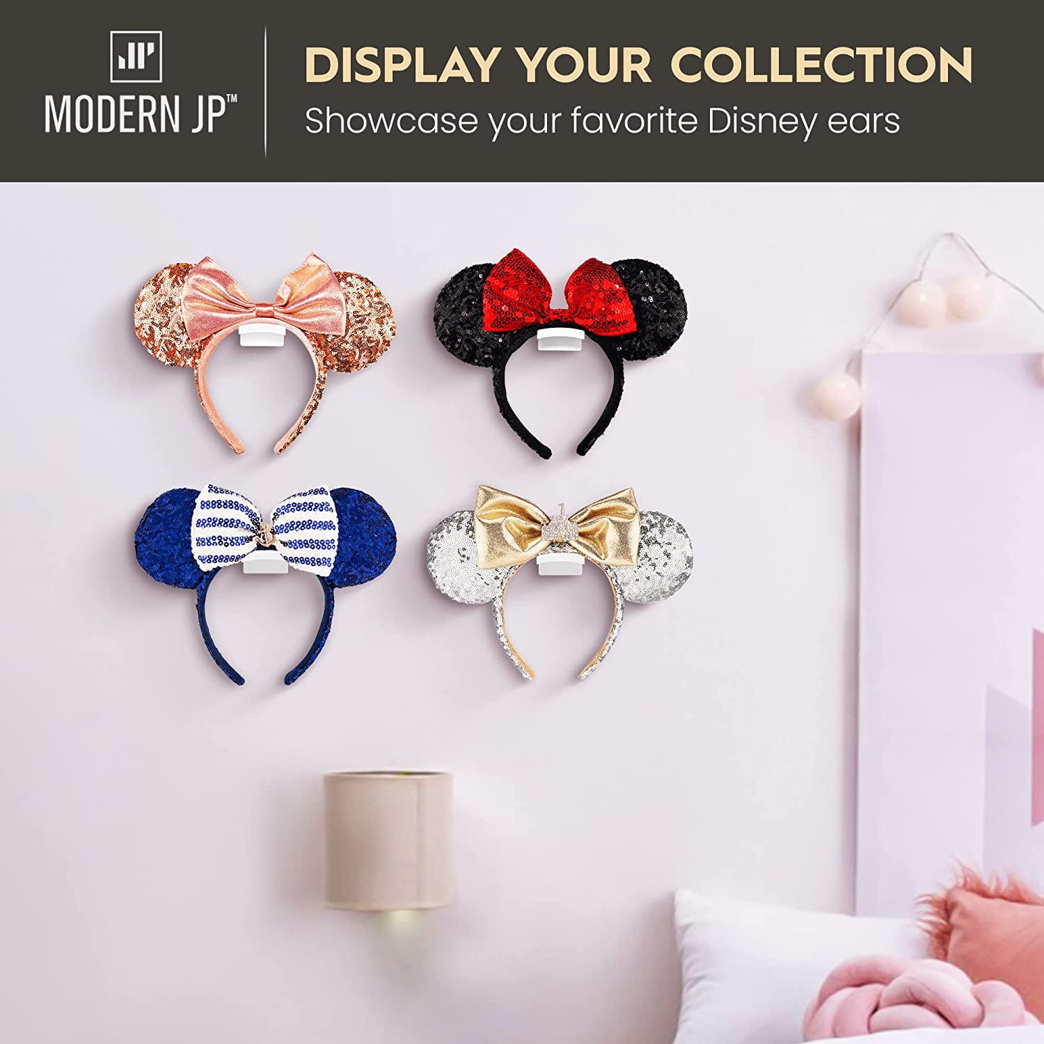  Modern JP Adhesive Hooks for Disney Ears (8-Pack) - Minimalist  Disney Ear Holder, No Drilling Headband Holder Design, Strong Hold Headband  Organizer - USA Patented, White : Home & Kitchen