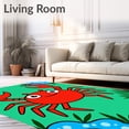 thumbnail image 2 of ODIKA 5'x7' Machine Washable Non-Slip Area Rug, Animated Seafood Character Hook Design with Vibrant Details High Traffic Rug with Pad, Red, 725010, 2 of 8