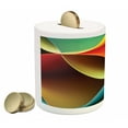 thumbnail image 2 of Abstract Piggy Bank, Graphic Curved Origami Design with Colored Details Work of Art, Ceramic Coin Bank Money Box for Cash Saving, 3.6" X 3.2", Orange White, by Ambesonne, 2 of 4