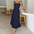 thumbnail image 6 of Jalioing Summer Maxi Dress Womens Cami Ruffle Sundress Empire Waist Casual Thick Strap Dresses, 6 of 9