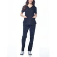 thumbnail image 2 of Dagacci Medical Uniform Women's Fitted Y Neck Natural Stretch Scrub Set (Black,XXS), 2 of 5