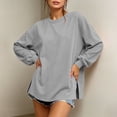 thumbnail image 6 of Hurxie Women's Casual Oversized Fleece Pullover Sweatshirts Hoodies Crew Neck Fall Winter Outfits Gray,XL, 6 of 7