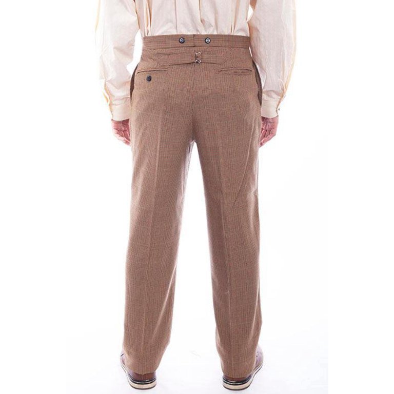 Wahmaker Mens Tan Wool Blend Plaid Pants 30