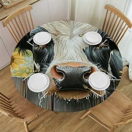 

Patifu Sunflower Theme Round Tablecloth Stain-Resistant Washable Indoor Outdoor Table Cloth for Restaurants Weddings Parties Home Fitted 46 -50