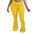 thumbnail image 2 of Lroveb Flare Leg Pants for Women, High Waisted Flared Workout Yoga Pants, Womens Fashion Ladies Casual Solid Slim Colour Tight Pants Trousers Yellow, 2 of 3
