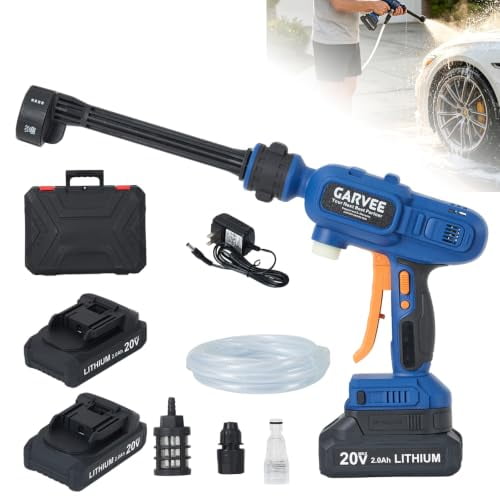 High‑Power Cordless Portable Pressure Washer, 1300 PSI Brushless Cleaning Machine with 2 Battery Packs