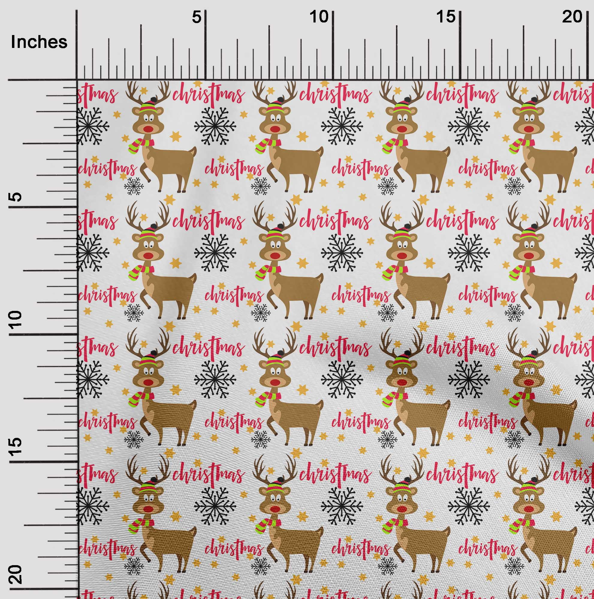 oneOone Cotton Jersey White Fabric Merry Christmas Quilting Supplies Print Sewing Fabric By The Yard 58 Inch Wide