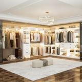 Homieasy Closet system with 7 wooden drawers, 7 hanging rods and corner ...