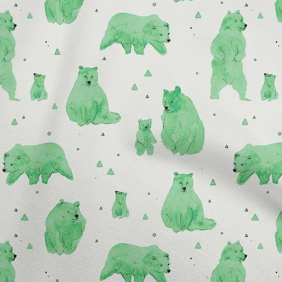 oneOone Cotton Poplin Twill Green Fabric Bear Sewing Craft Projects Fabric Prints By Yard 56 Inch Wide
