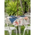 thumbnail image 3 of Outdoor Tablecloth with Umbrella Hole for Patio/Picnic/Party/Camping, Peach Waterproof Table Cloth Round Cover Washable, Spring Floral Green Leaf Botanical Pink Fruit Rustic (Dia 54"), 3 of 8